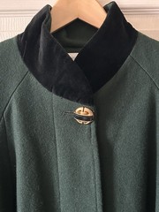 Stephanie Matthews Vintage Emerald Green Cape Coat 100% Wool Made in USA Sz XXL