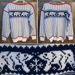 Vintage Wool Sweater Bears Polar Bear Boat Neck 22 inches Pit To Pit