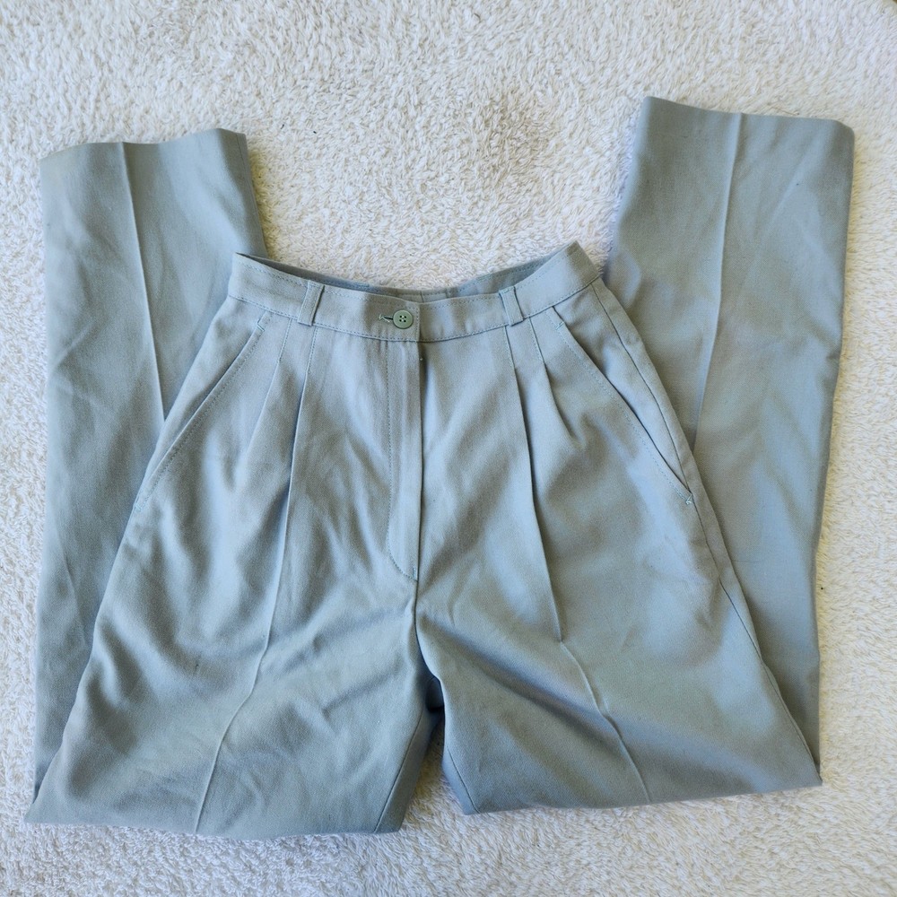 Giorgio Sant Angelo Vintage 100% Wool Pleated High Waist Tapered Pants Blue 6