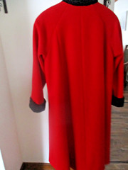 Vtg Princess Diana Dupe LESLIE FAY Red Long Flared Swing Wool Overcoat Trench M