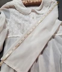 Vtg Shadowline Sheer Robe Lace Bodice Yoke Open Bottom Petite XXS Pearl Button