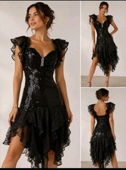 Climax Karen Okada By David Howard VINTAGE Lace Womens Sequins Dress 13/14 #Z