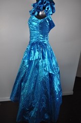 Vintage Zum Zum Prom Dress 1990s Blue Metallic size 7/8 Lamè with Sequins