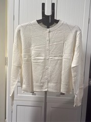 Womens Ivory Diamond-Knit Button-Up Cardigan Sweater