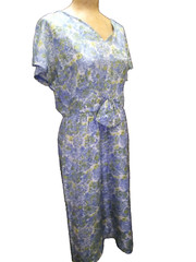 Vintage 1950’s Blue Green Gray Yellow Silk Dress by Roseweb ML