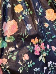 Vintage 80s Cottage Core Black Floral Prom Party Dress S G Gilbert –