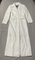 VTG Wilsons Leather Máxima Women’s White Long Duster Trench Coat Medium Y2K 90s