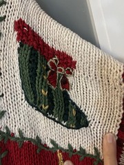 VTG Christmas Sweater Size XLarge Tiara International Beaded Embroidered Grandma