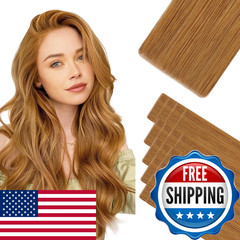 HOTBANANA Invisi Edge Tape in Hair Extensions Human Hair, 14inch 50g 20pcs Aubur