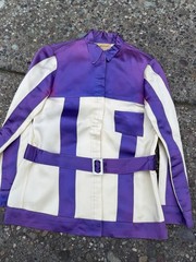 60s Space Age Mod Vinyl Jacket Purple Fade Belted Western Parade