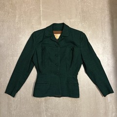 Vintage 1940s Green Woman’s Jacket S/M Hirsch Chicago Pockets Fitted Padded Cute