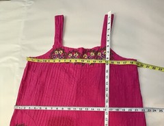 VTG Mexican Pin Tucked Midi Dress Pink Embroidered Cotton Summer Women’s S/M