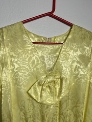 Vintage 1980s Peplum Dress Floral Design Slim Handmade Unsized MEASUREMENTS Desc