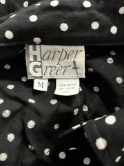 Vintage Harper Greer Black Dots Relaxed Modernist Tunic Shirt Dress Womens M