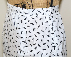 Vintage 1980s Black White Geometric Blouse Mermaid Skirt Set Women’s XS/S 26″