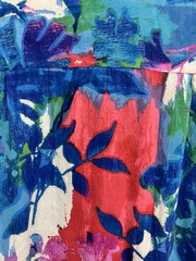Vintage Jams World Hawaiian button-up vibrant tropical print Size Small Crop Top