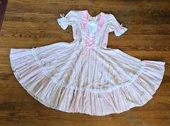 Vtg Partners Please Malco Modes Pink Dress Lace Square Dance Cottage USA Size 8