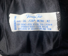 Vtg 70s Vanity Fair Slip Dress Black Nylon Lace Back Slit Lingerie Size 36/ 28″