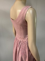 Vintage 1950s Beaded Hips Side Zipper Dusty Rose Faille Cocktail Dress Bust 34
