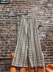 70s VTG Ms. Lee Plaid Wide Leg Flared Pants 24” Waist 34” Hip 29” Inseam