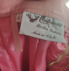 Continental Leather Fashions Pink Blazer Jacket & Skirt Set Large Vintage 1980s