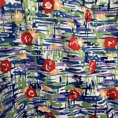 Vintage 1970s Blue Red Green Purple Floral Abstract Patterned Shirt Sleeve Top