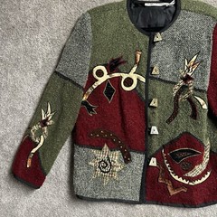 Vintage 80s 90s Womens Lined Jacket Medium Avant-Garde Art to Wear Patchwork