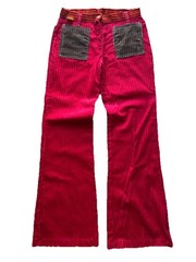 NOS Vtg 70s multicolor Corduroy Bell Bottom pants 28×30 60s Hippie Psychedelic