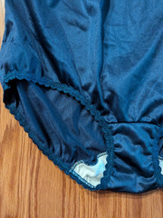 Vintage ASHLEY TAYLOR Navy Blue high rise granny panties nylon USA XL 8 brief