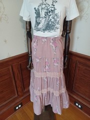 Vintage 1990s/Y2K Metro Wear Dusty Rose Boho Cottagecore Tiered Floral Maxi…