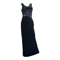 Vtg Rhapsody Women’s Long Formal Dress Sheer Back Size 8 Black 90s Y2K