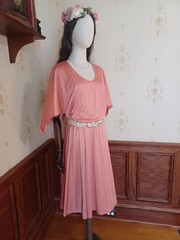 Vintage 1970s Patty O’Neill Peach Romantic Boho Flowy Disco Goddess Dress