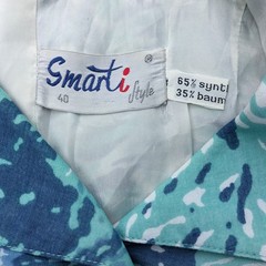 Vintage 60s “Smarti Style” Blue Ocean /Coral Print Buttoned Shift Minidress Sz S