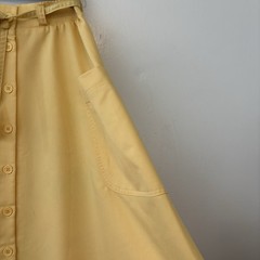 Vintage Sunny South Fashions Skirt Medium Yellow Pockets Midi 80s
