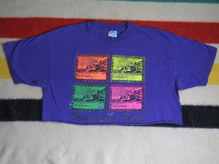 VTG 80s 90s Hanes Lovers Point Guam Pop Art USA Purple Crop Top Tee T-Shirt XL