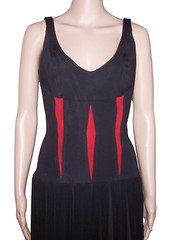 JOHN MURROUGH Vintage Black & Red Corset Bodice Black Sheer Panel M 6-8 $280