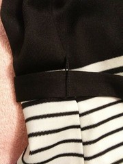 Vtg. Prince Dallas top Sz. 10 Disco V neck black white stripes polyester nylon