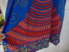 70’s Vibe Kaftan Peacock Multicolor Floral Hippie Boho Dress Mid Maxi