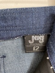 Vintage 28×35 Jag Jeans Dark Wash Flare Bootcut Mid Rise Zipper Pocket 70s 80s
