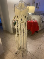 Vintage Handmade Macrame Rope Goddess Bohemian Sexy Dress