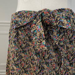 Vintage 70s Lurex Abstract A-Line Maxi Skirt Gold Black Red Blue Green Purple L