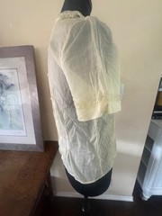 Patty Woodard 1950s Sheer Nylon Blouse Ribbed Yellow mesh Delicate Details