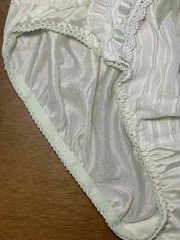 Pale Green Polyester Nylon Silky Panty Vtg Sheer Hi Cut White Lace Briefs Sz.6/M