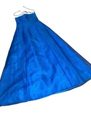 Vintage Blue Halter Sparkle Evening Gown Morgan & Company Size 5/6 Y2K