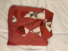 Vintage 1970s You Babes Patchwork Quilt Print Western Snap Shirt Women’s S