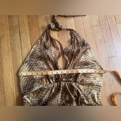 Y2K Vintage Donna Ricco Silk Snake Skin Print Halter Dress Sz M