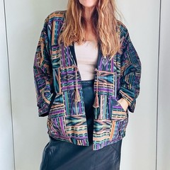 Vintage Hmong Reversible Jacket Multi Colored Non-Gender Purple Black Ceremonial