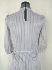 Vintage Grey Dress with Diagonal Layers and Pink/Black/Purple/Blue Stripes Sz 5