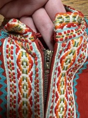 Vintage Bohemian “Suede” Sherpa Style Jacket Red Orange Boho Retro 60s 70s