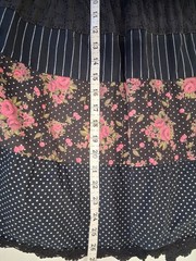 Candies Vintage Womens Size 7 Tiered Black Polka Dot Striped Floral Lace Trim